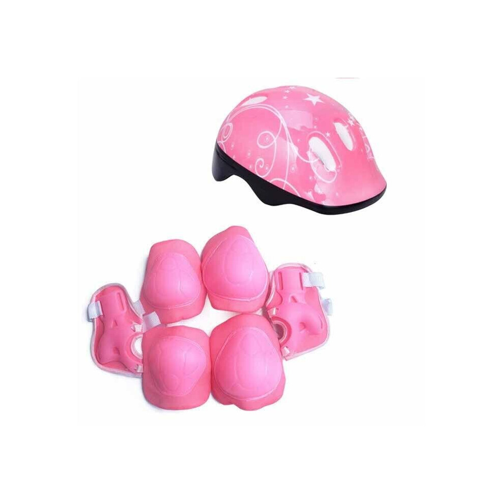 (Pink) Children,s Helmet Protective Gear Set, Elbow pads Bicycle Skateboard Ice Skate Roller Knee