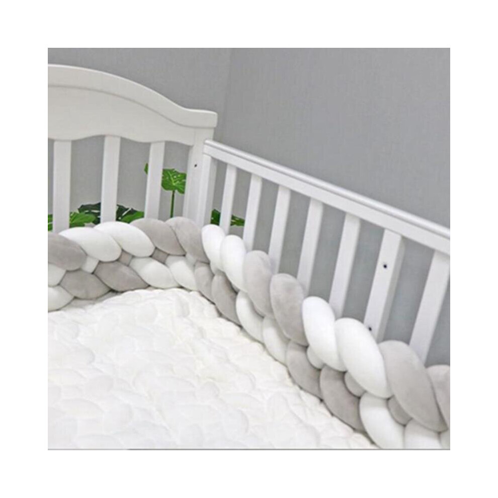 (2.2m-193) Baby Braided Bed Crib Bumper, Breathable Knotted, Braided Plush Nursery Strand Cradle