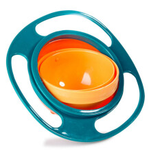 (Green) Universal Baby Feeding Bowl 360 Degree Rotating Gyro Toddlers Spill-Proof Bowl