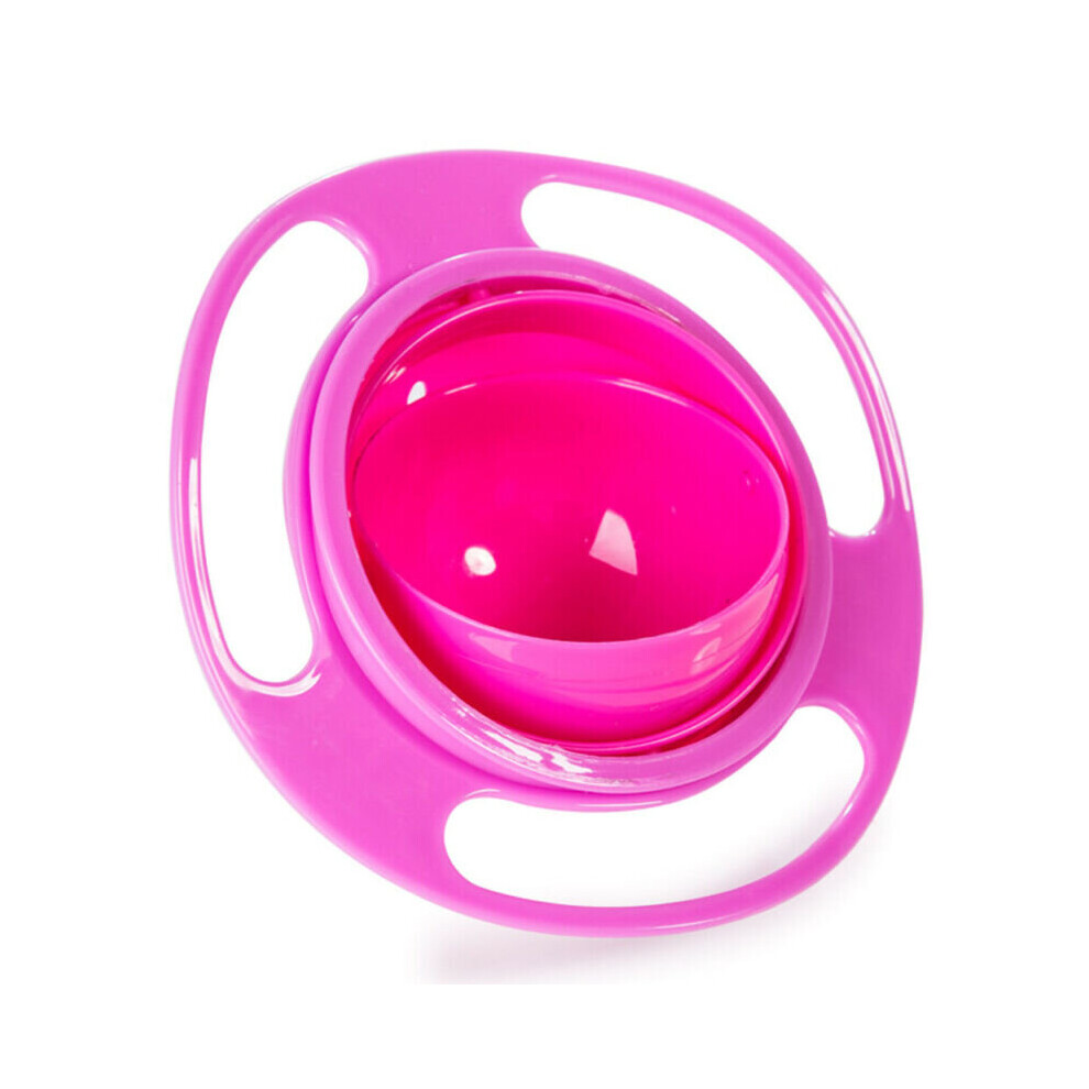 (Red) Universal Baby Feeding Bowl 360 Degree Rotating Gyro Toddlers Spill-Proof Bowl Red