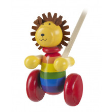 (Lion) Orange Tree Toys Push Along Wooden Toy