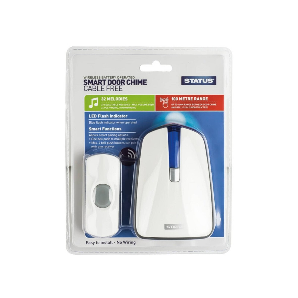 Status Battery Operated Door Chime With Strobe - White