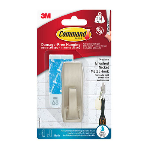 3M Command Metal Satin Bathroom Hook MR02-SN-BES