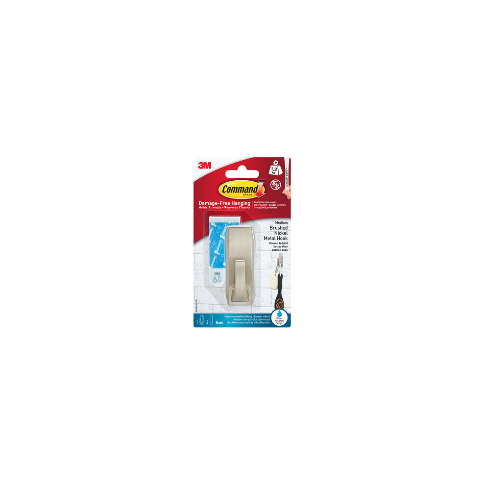 Command Metal Satin Bathroom Hook MR02-SN-BES