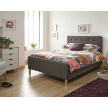 (4FT 6inch Double 135cm) Ashbourne Grey Fabric Side Lift Ottoman Bed