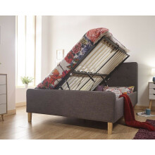 (3FT Single 90cm) Ashbourne Grey Fabric Side Lift Ottoman Bed