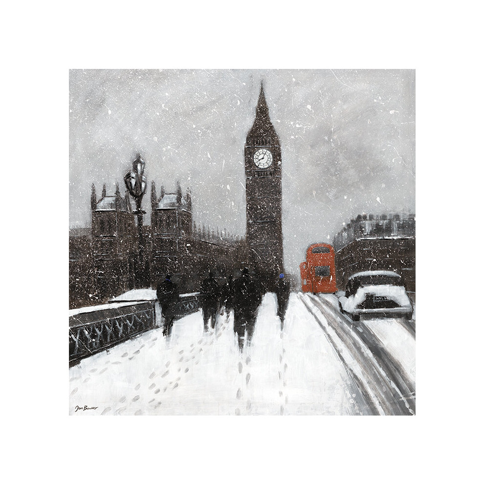 Jon Barker (Snow Men, Westminster Bridge) 60 x 60 x 4cm Canvas Print