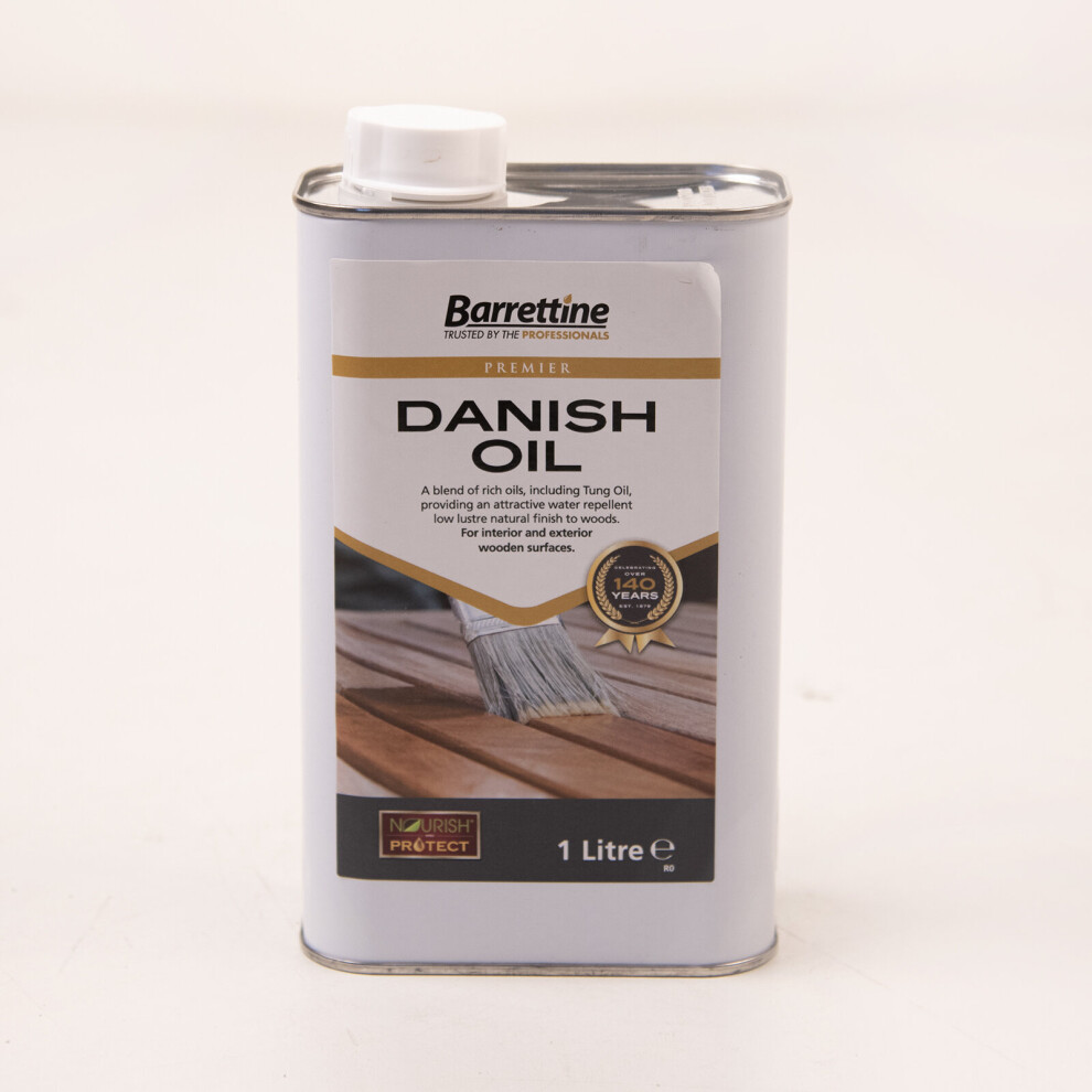 Nourish And Protect (Danish Oil - 1 Litre) Barrettine Raw Boiled Linseed Danish Oil Nourish Protect Brush Wood Treatment