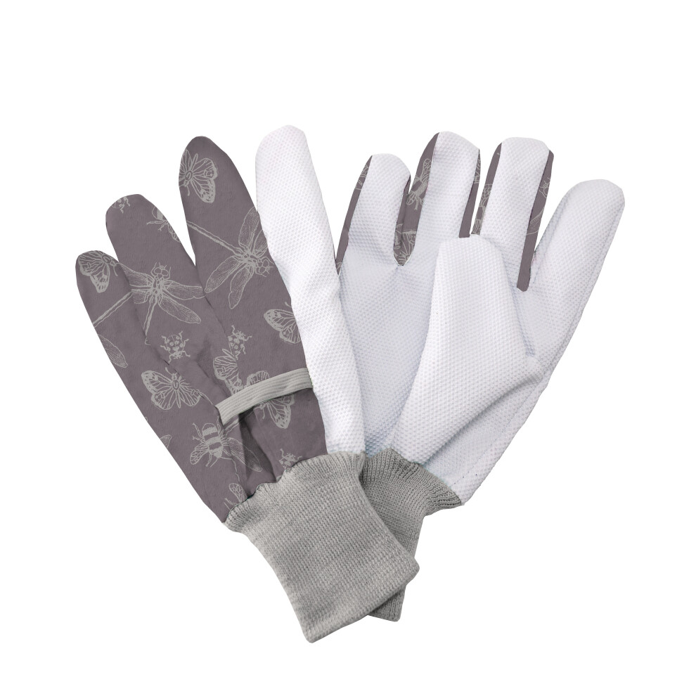 Kent & Stowe Women's Purple Cotton Gardening Grip Gloves Flutter Bugs