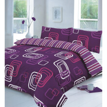 (Blake Aubergine, Double) Duvet Cover Set Blake with Pillow Case All Size