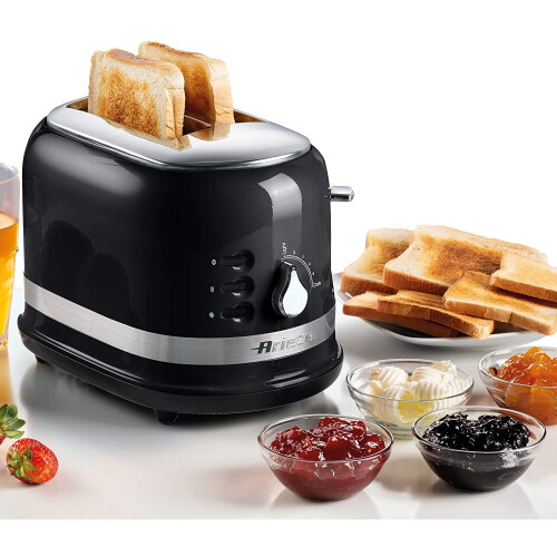 Ariete Ariete 0149B Moderna 2 Slice Toaster, Defrost, Heating & Cooking Function, Black