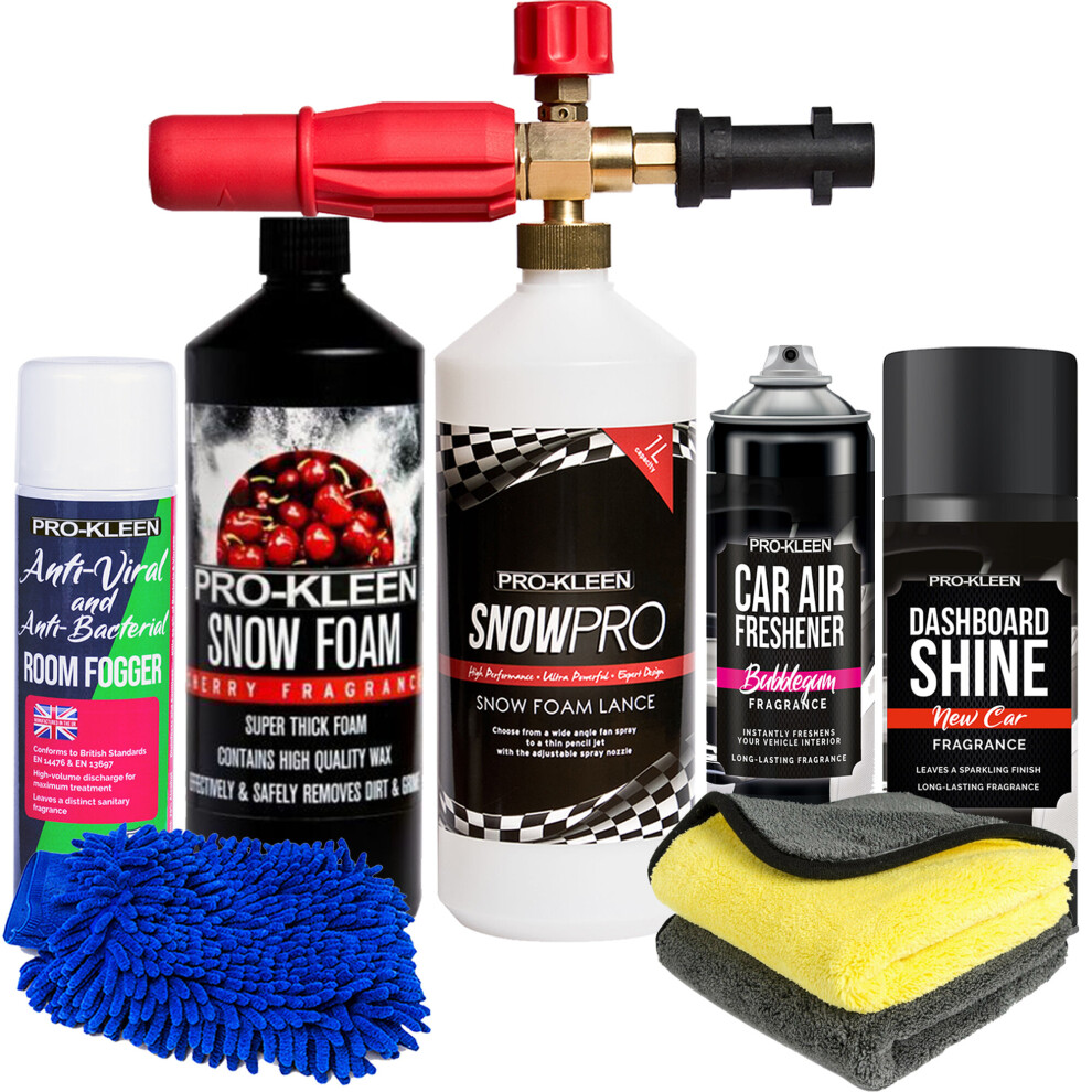 (Bubblegum) Pro-Kleen 1L Snow Foam Shampoo Car Detailing Kit