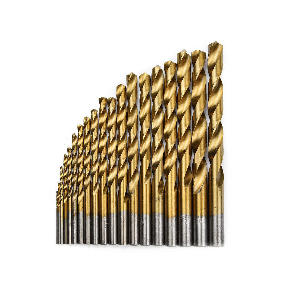 19Pcs 1.0-10.0Mm Hss Titanium Coated Twist Drill Bit Set For Metal Wood Drilling 840079356857