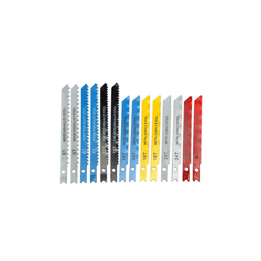 1Bag 14Pcs U Fitting Shank Jigsaw Blades Set Metal Plastic Wood Blades For Black and Decker