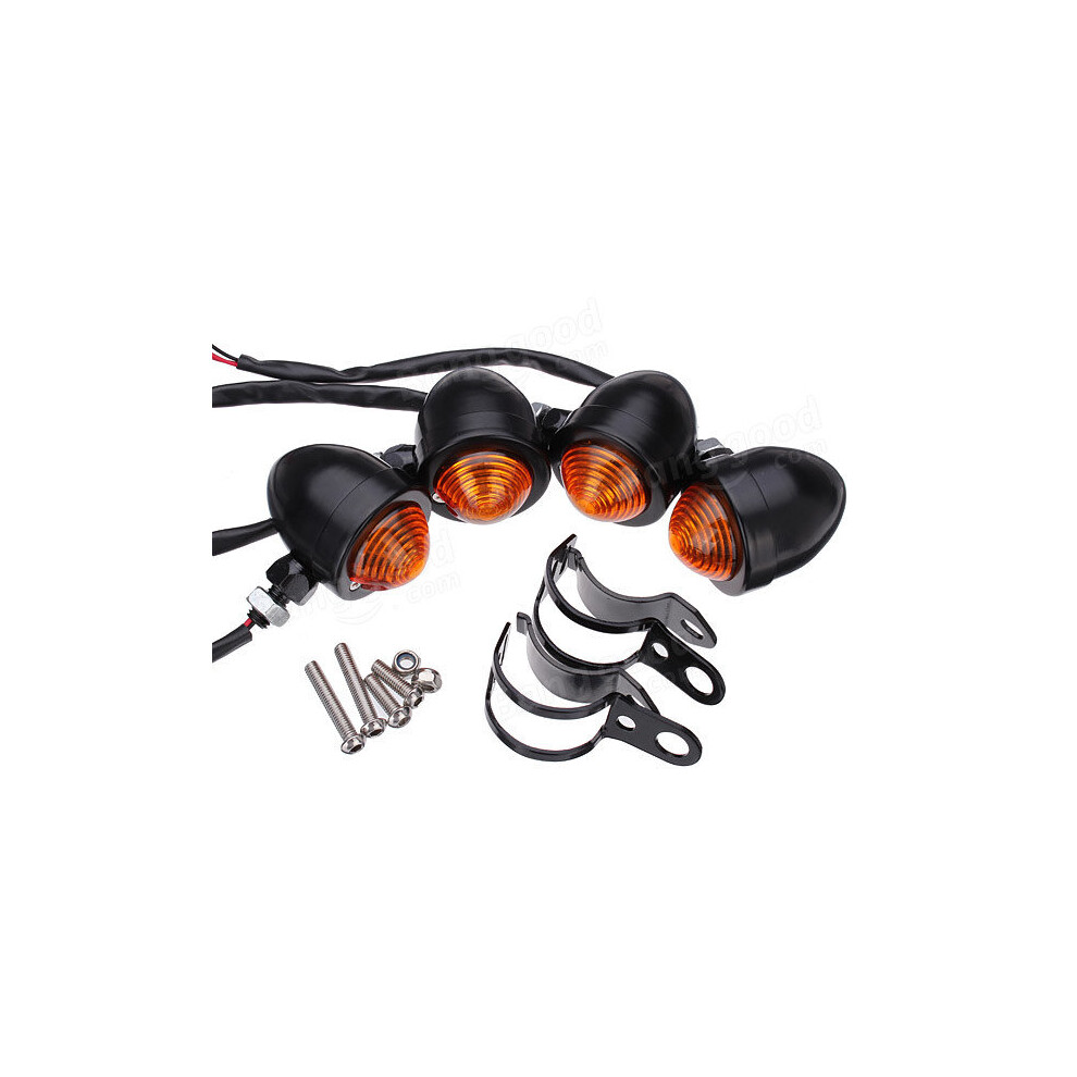 4X Bullet Turn Lights For Harley Davidson Softail Sportster Black 4191026596786