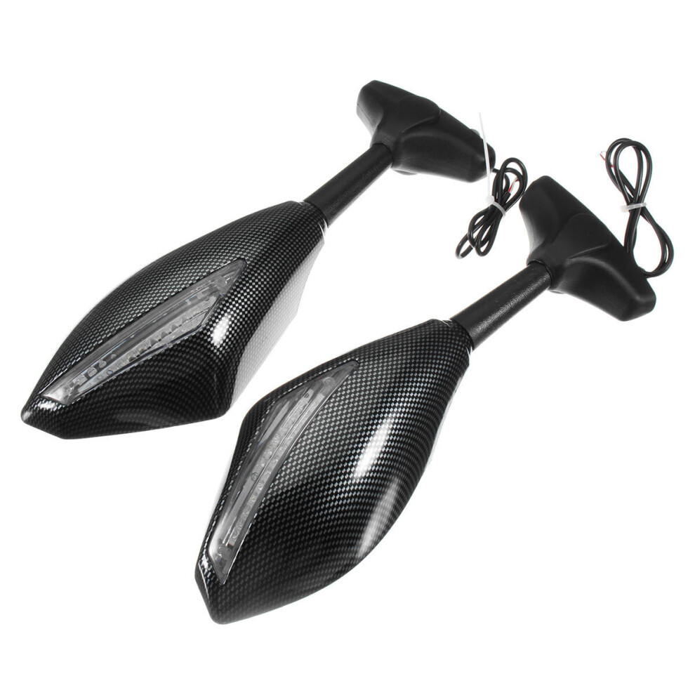 Keshen Motorcycle Led Turn Signal Rear View Mirrors Carbon Fiber For Honda/Suzuki/Kawasaki/Yamaha