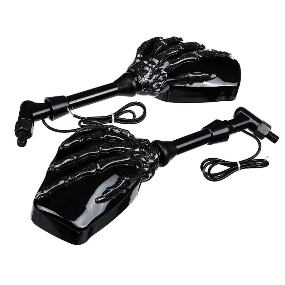 Motorcycle Turn Signal Indicator Skeleton Rearview 8Mm Mirrors Light 4191026509762