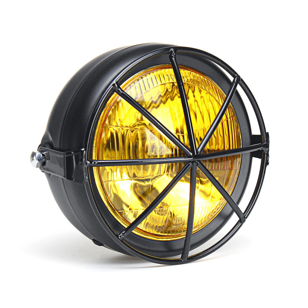 12V 35W 6.5Inch Retro Motorcycle Headlight With Grill Cover Yellow/White 4191026596793