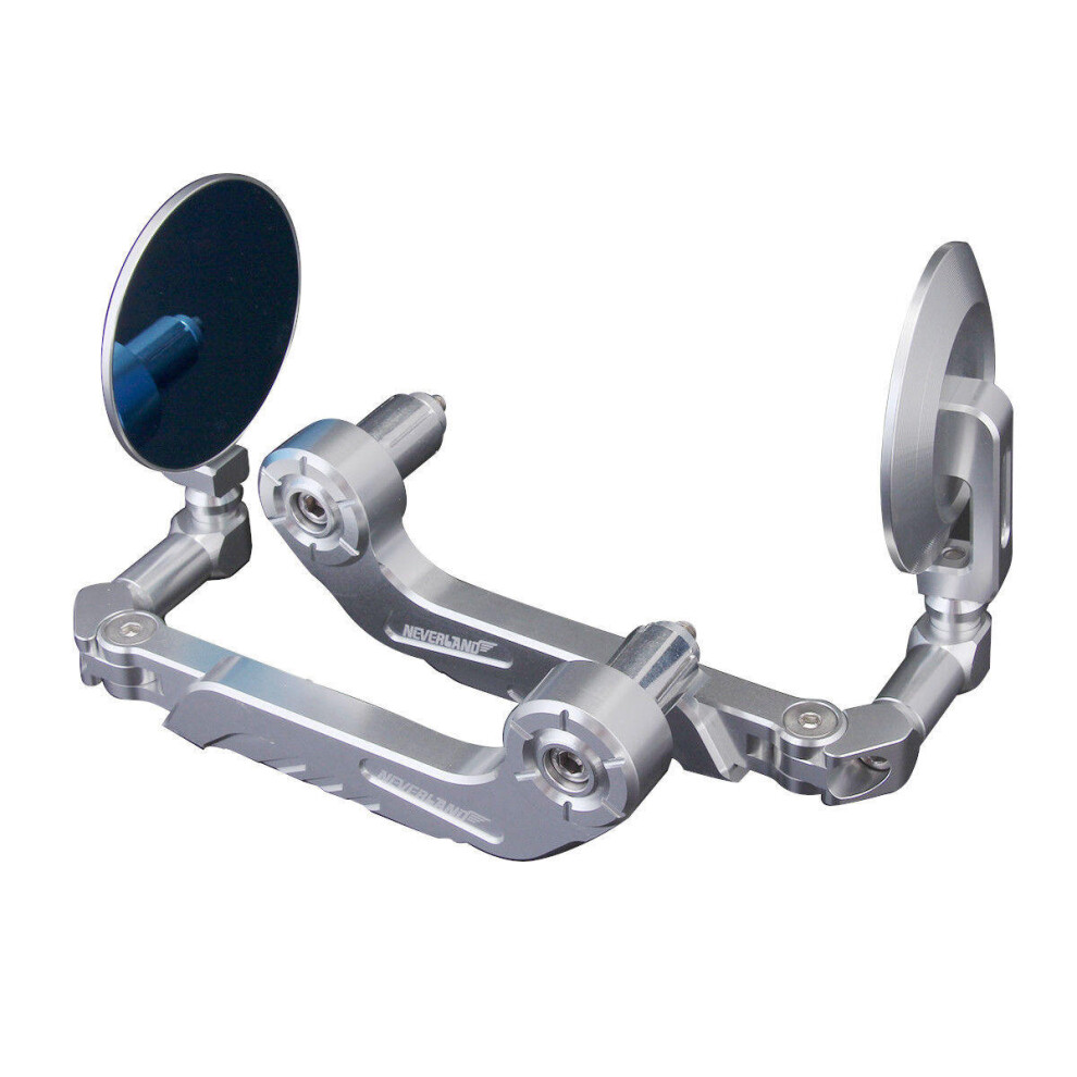 Motorcycle Side Bar End MirrorsRear View CNC Aluminum 22mm 7/8 inch Handlebar Lever Guard Protector SILVER COLOR-image-OPC-P6WD8ZB-NEW