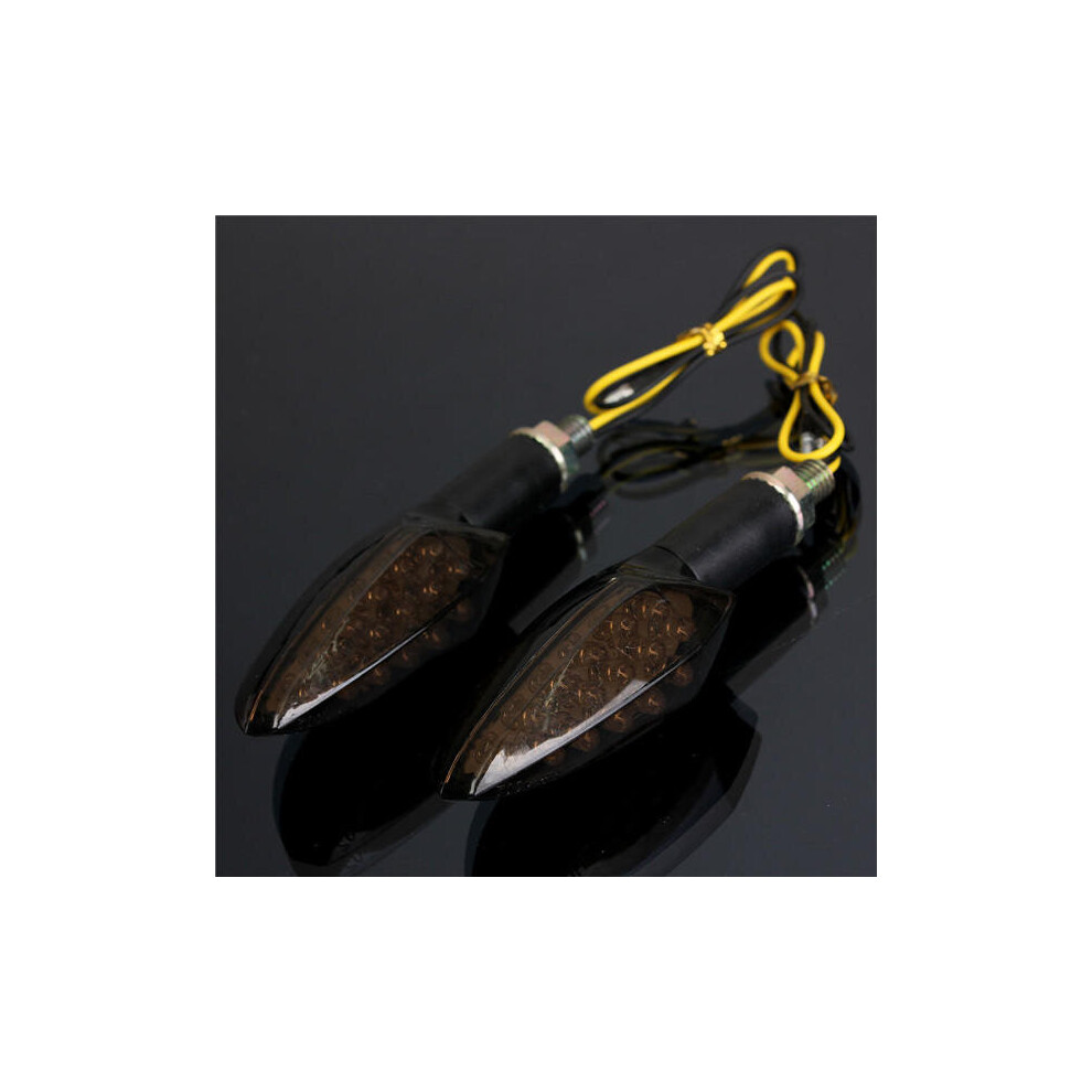 12V Universal Motorcycle 15Led Turn Signal Indicator Smoke Lens Long Handle Light/Amber 4191026597950