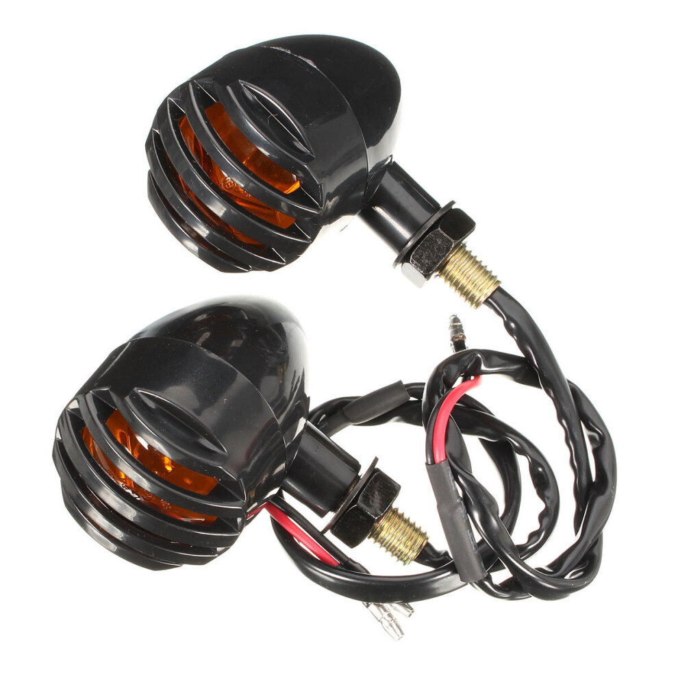 2Pcs 12V Motorcycle Turn Signal Indicator Lights Lamp For Harley Color Amber/Black 8651920568860