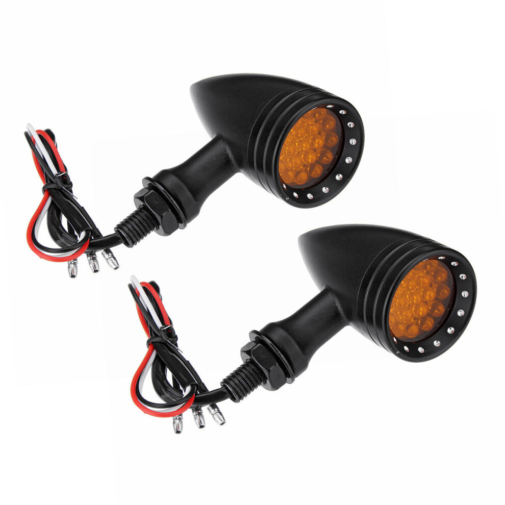 12V Motorcycle Bullet Turn Signal Indicator Lights Edge Cut Aluminum Alloy Amber 4191026598506