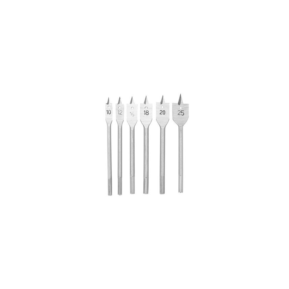 6Pcs 10-25Mm Flat Spade Drill Bit Hex Shank Woodworking Spade Drill Bit Hole Cutter 6901722572018