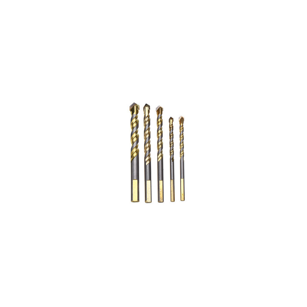 5pcs 6/6/8/10/12mm Multi Purpose Carbide Tipped Drill Bit Set for Masonry Ceramic Tile Wood Metal Concrete Stainless Steel Hole Saw Cutter