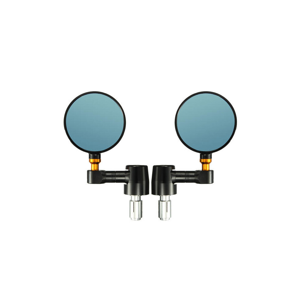 22Mm/0.87In Motorcycle Handlebar End Rear View Side Rear View Mirror Cnc Aluminum Pair Black 4191026513745