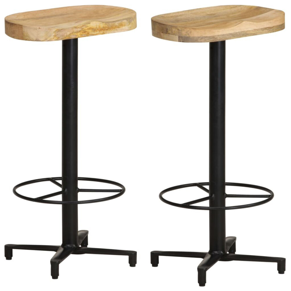 vidaXL 2x Solid Mango Wood Bar Stools 76 cm Wooden Bistro Pub Counter Chair