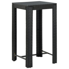 vidaXL Garden Bar Table Black Poly Rattan Bistro Pub Cafe Counter Height Desk