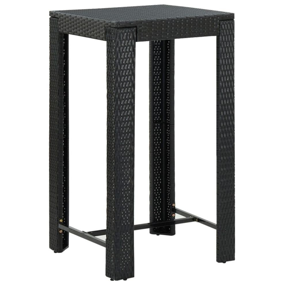Photos - Garden Furniture VidaXL Garden Bar Table Black Poly Rattan Bistro Pub Cafe Counter Height Desk Black 45871