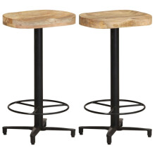 vidaXL 2x Solid Mango Wood Bar Stools 66 cm Wooden Bistro Pub Counter Chair