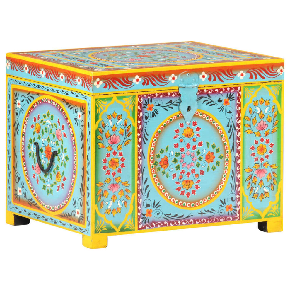 Vidaxl Solid Mango Wood Hand Painted Storage Box Organiser Bedroom Office
