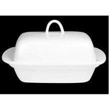 Sunnex Fully Vitrified Porcelain White Butter Dish With Lid Fits 250 Gram butter