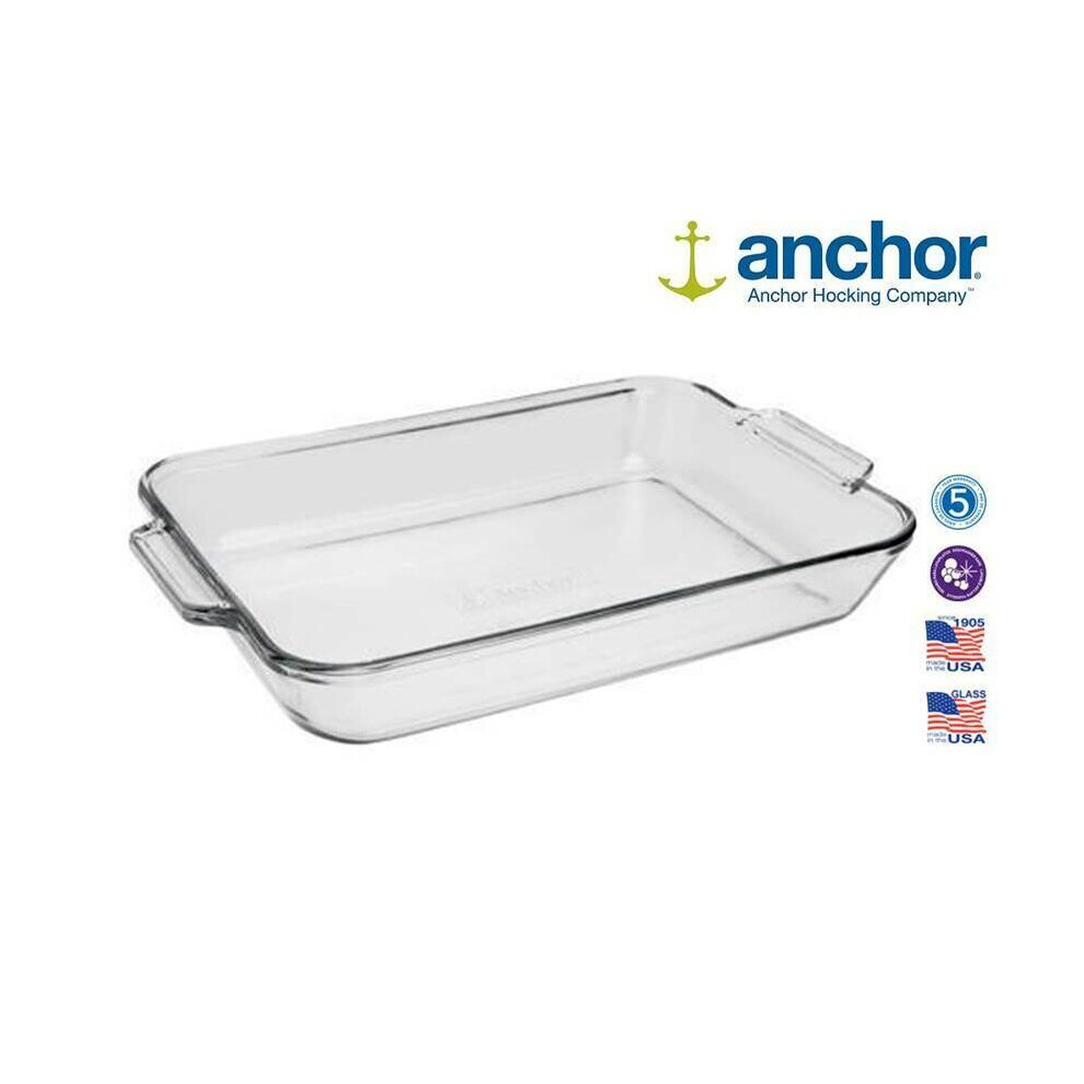 2L 34.5cm Long Clear Glass Rectangle Baking Dish with Handles for Baking