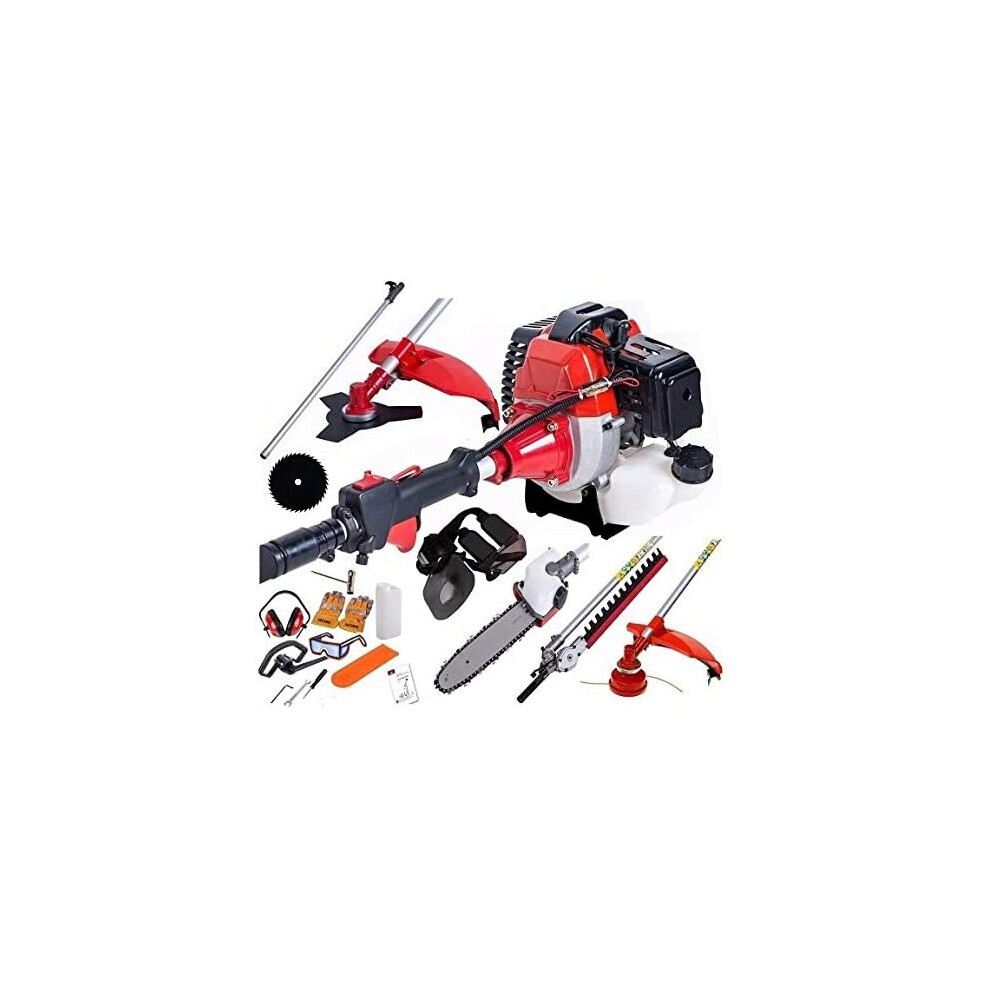 Dealourus 5-in-1 Petrol Garden Multi Tool strimmer Brush & Grass Cutter, Trimmer & Chainsaw