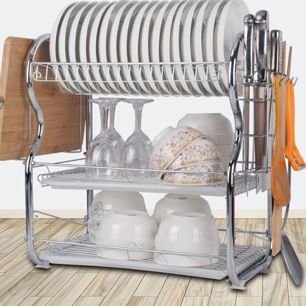 3 Tier Dish Drainer Holder Kitchen Cutlery Rack Drip Storage Tools
