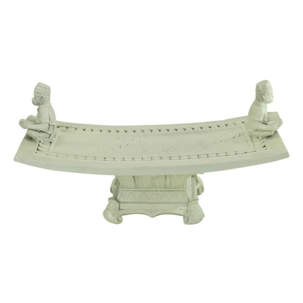 White Table Tray With Monkey - Modern Shelf Ornament Bowl Home Decor 18.5cm