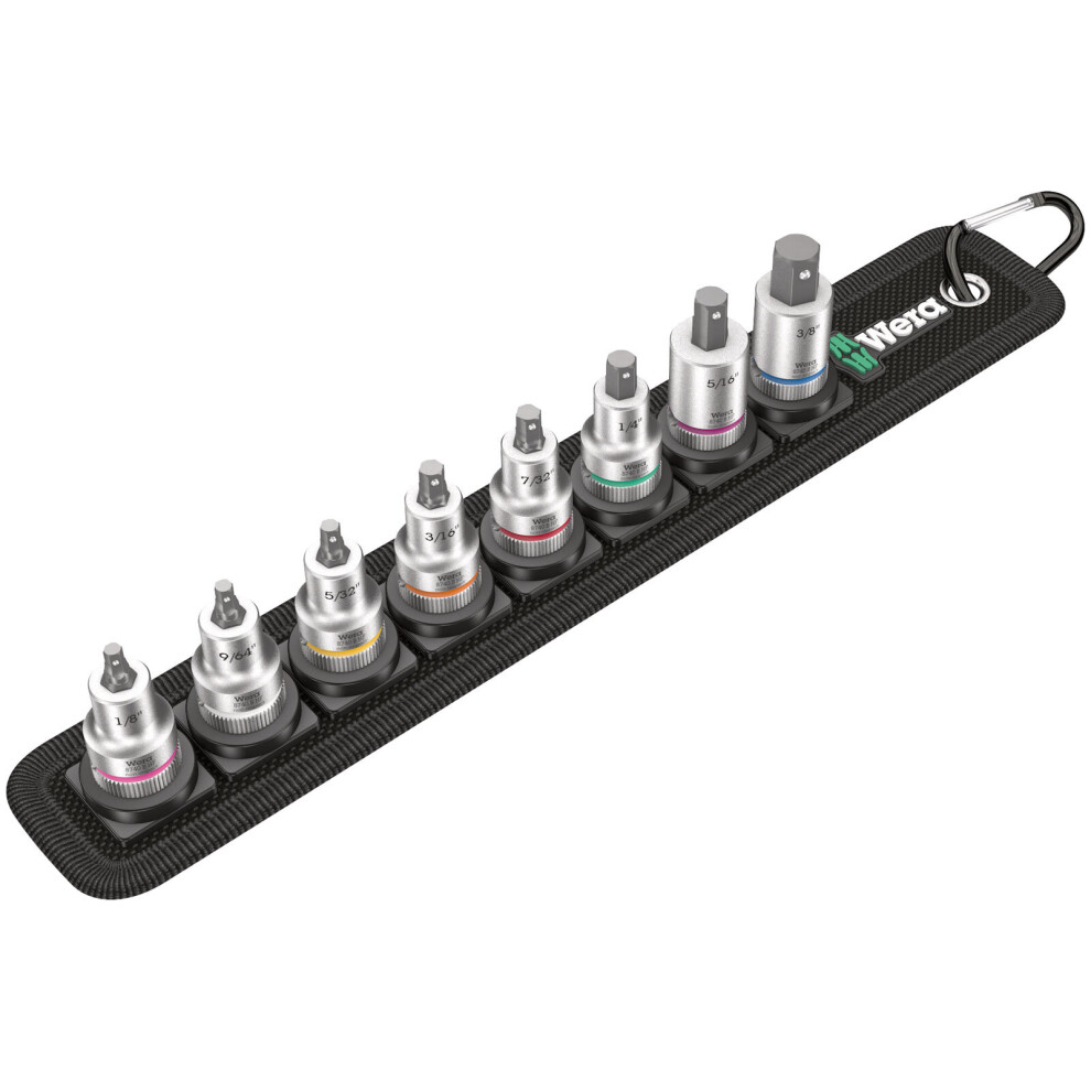 Wera 05003974001 Belt B Imperial 1 Zyklop 3/8" In-Hex HF Bit-Socket Set 8pc