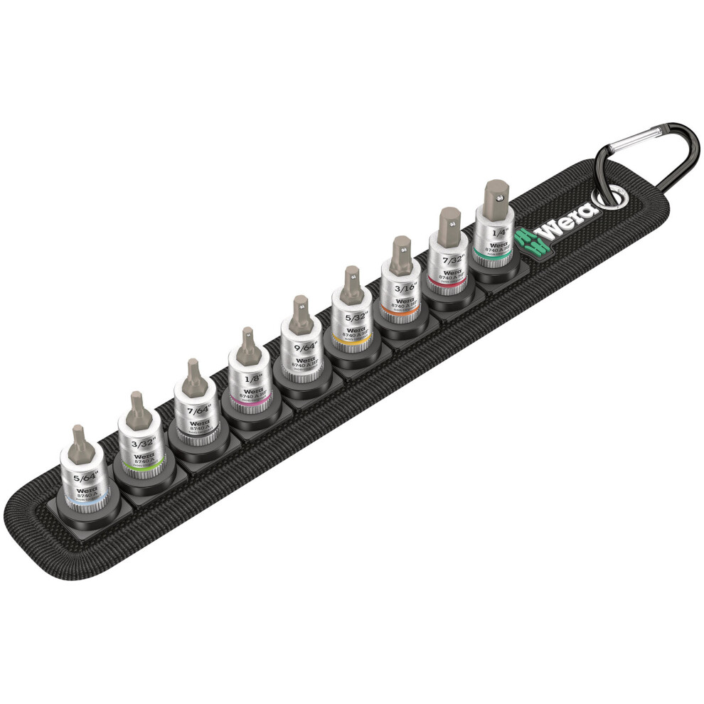 Wera 05003884001 Belt A Imperial 1 Zyklop In-Hex Hf Bit-Socket Set 1/4" 9Pc