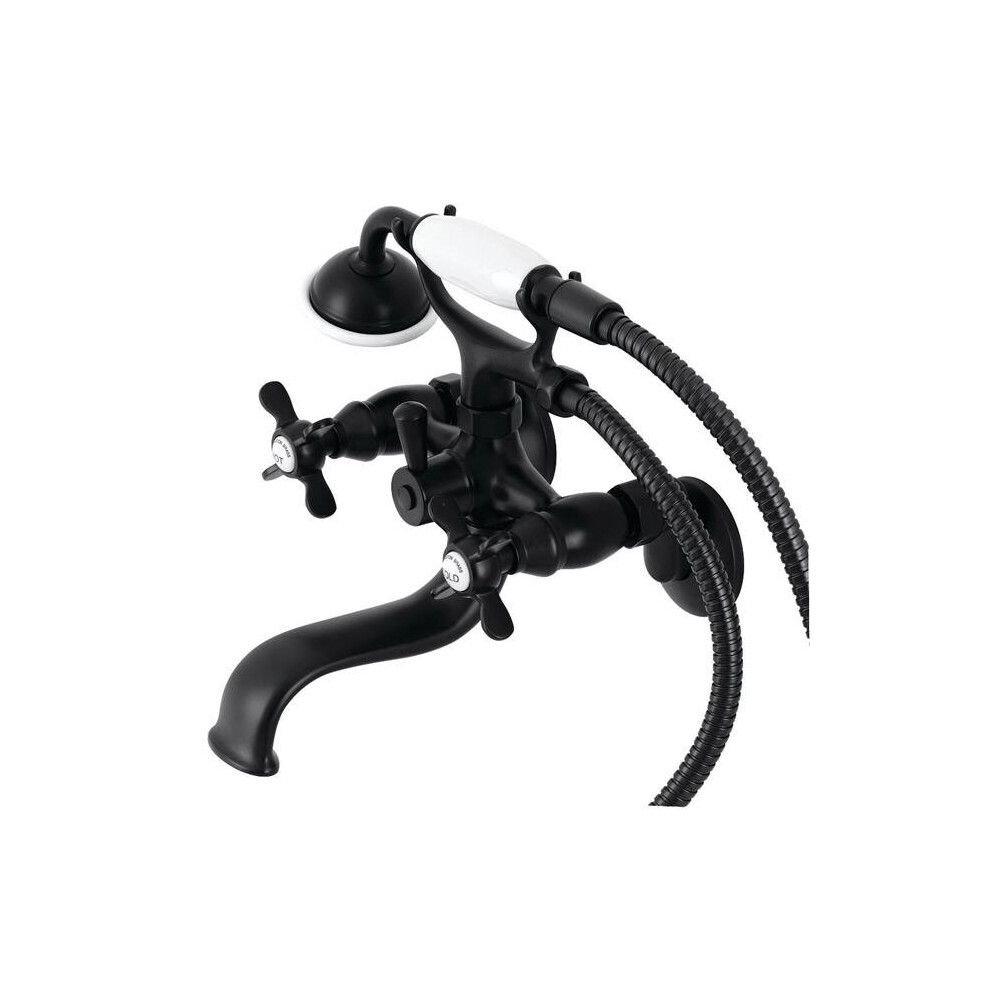 Kingston Brass Ks245mb Essex Wall Mount Clawfoot Tub Faucet With Hand Shower, Matte Black 663370858932