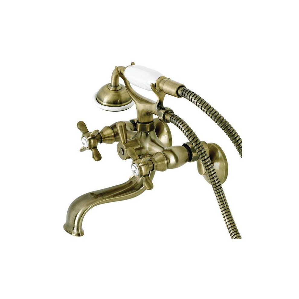 Kingston Brass Ks245ab Essex Wall Mount Clawfoot Tub Faucet With Hand Shower, Antique Brass 663370858918
