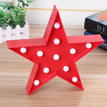 (Red) Kids 3D Star LED Night Light Bedroom Wall Hanging Desktop Lamp Decor Home Gifts