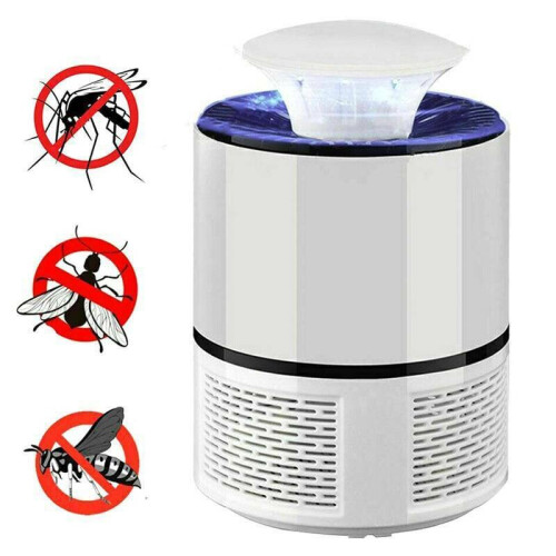 (White) USB Mosquito Fly Insect Bug Killer Electric Lamp Zapper Trap Killer LED Mute