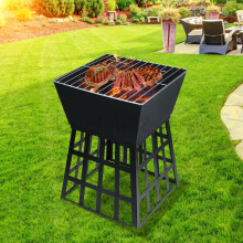 BBQ Portable Fire Pit Brazier Square Round Camping Party Barbecue