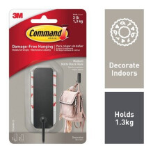 Command Medium Matte Black Hook 17034MB-- W4577-MB [860]
