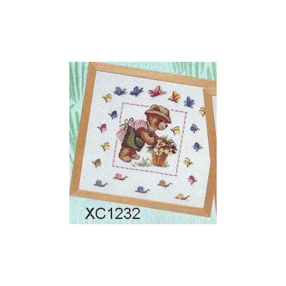 Planting Pansies Counted Cross Stitch Kit - Teddy Bears Range By DMC