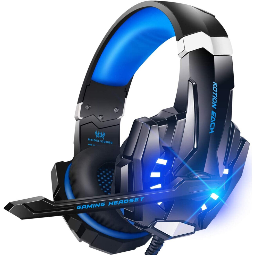 BENGOO G9000 Stereo Gaming Headset for PS4, PC, Xbox One Controller, Noise Cancelling Over Ear Headphones with Mic, LED Light, Bass Surround