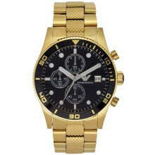 Emporio Armani AR5857 Men's Chronograph Watch - Gold Stainless Steel, 43mm, 50m Water, Quartz, New with Tags